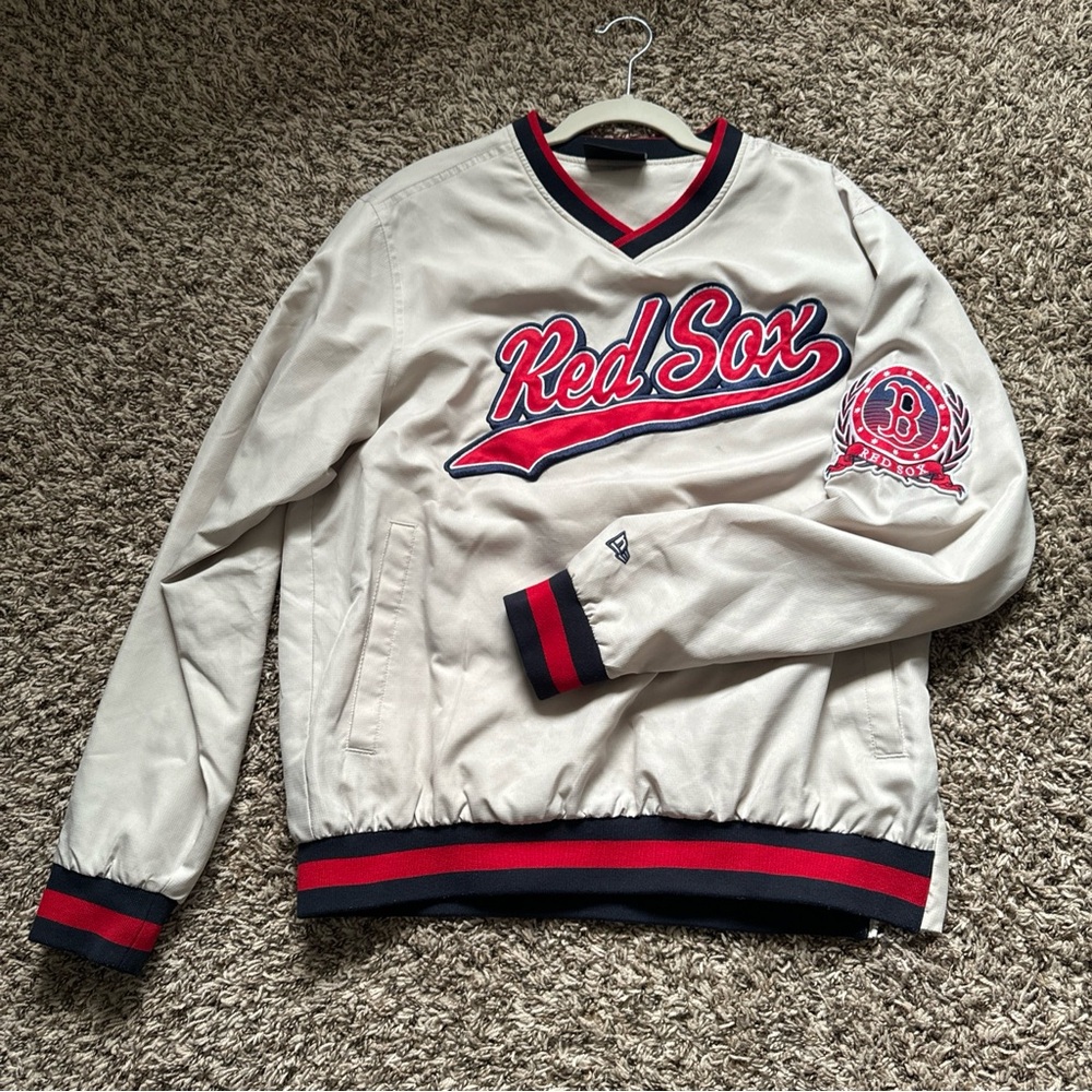 New Era Cream and Red Red Sox Jacket